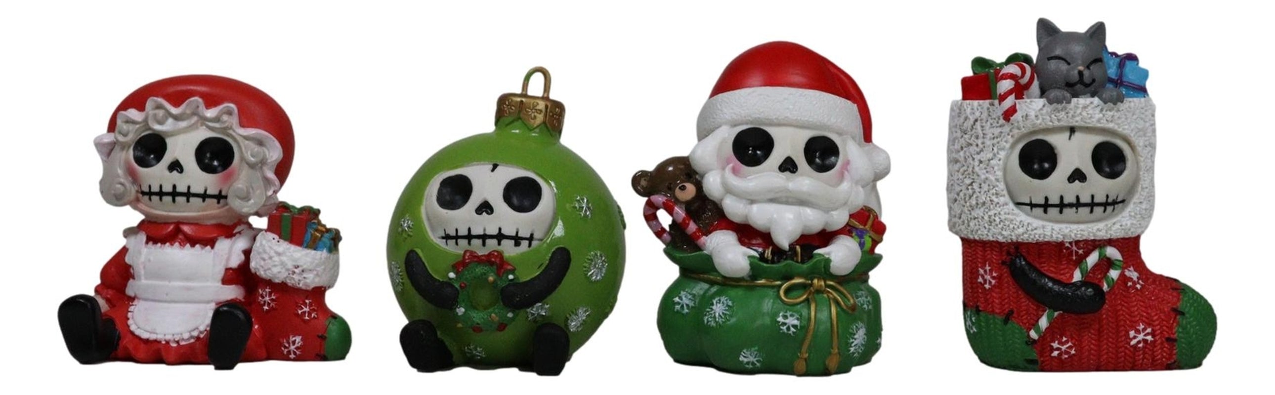Christmas Furry Bones Mr Mrs Santa Claus Tree Ornament and Stocking Figurines