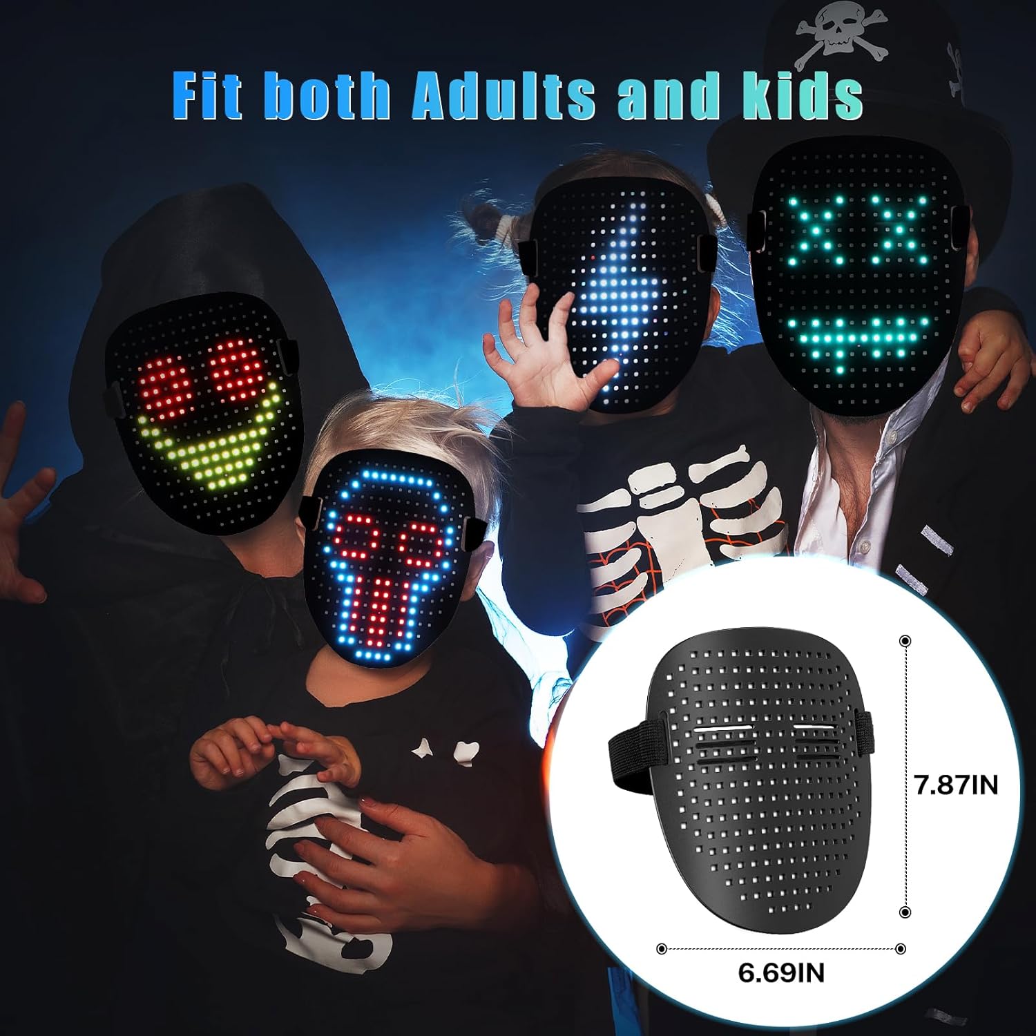 Glow-Up Mr. Pang LED Mask: Gesture Sensing Face Transforming Fun for Halloween, Christmas, Birthdays, and Cosplay Parties!