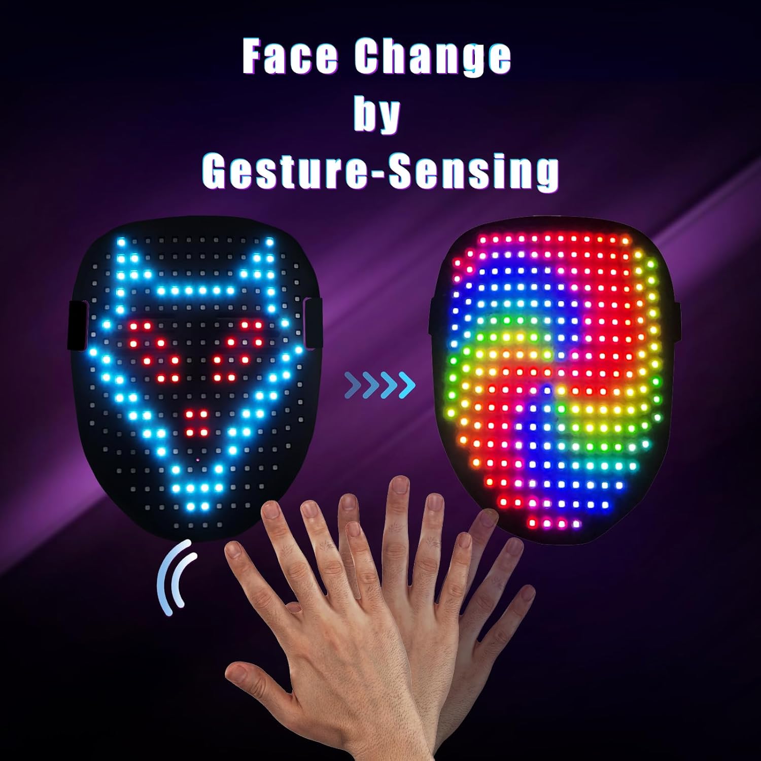 Glow-Up Mr. Pang LED Mask: Gesture Sensing Face Transforming Fun for Halloween, Christmas, Birthdays, and Cosplay Parties!