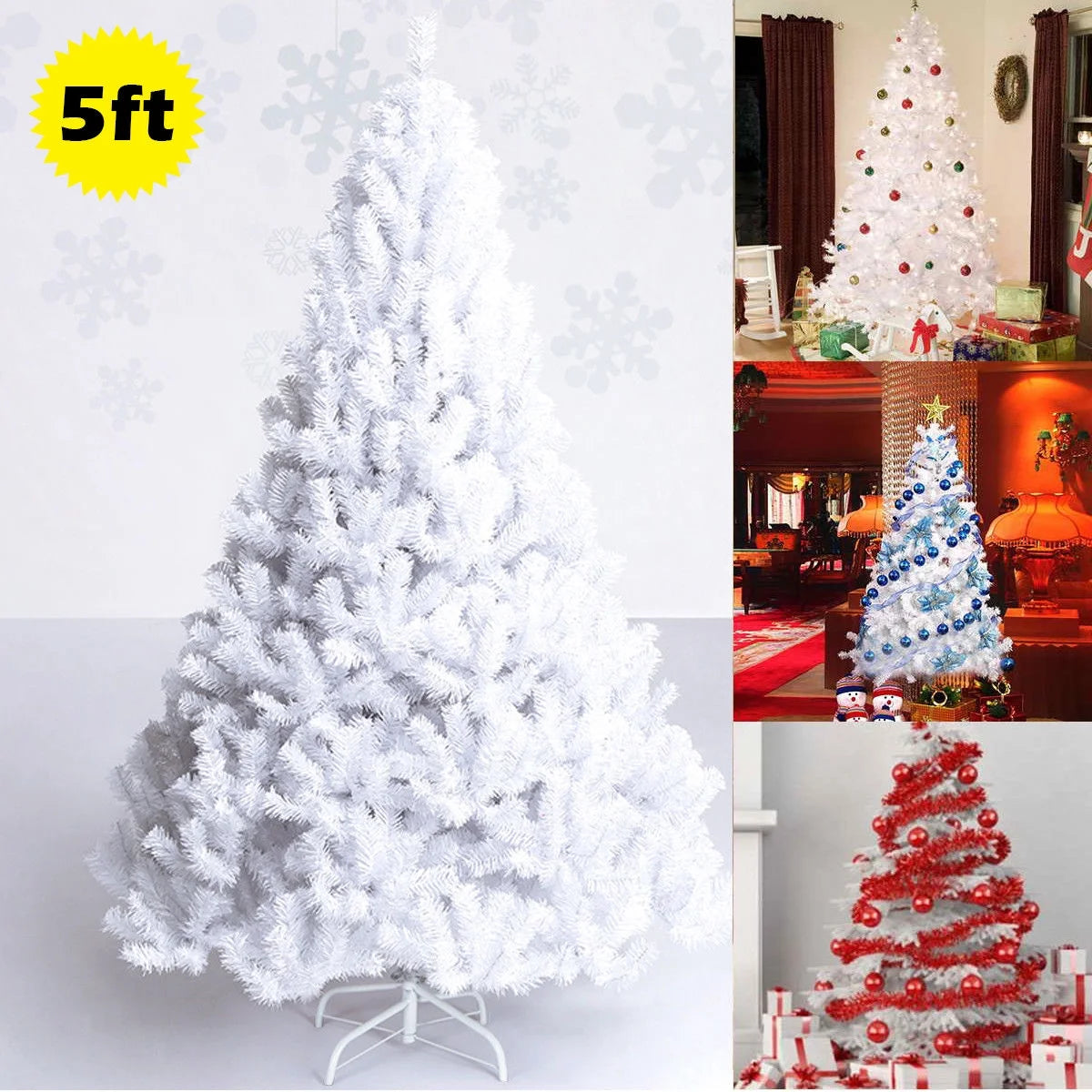 5Ft/6Ft/7Ft/8Ft Artificial PVC Chrismas Tree W/Stand Holiday Season Indoor Outdoor Green